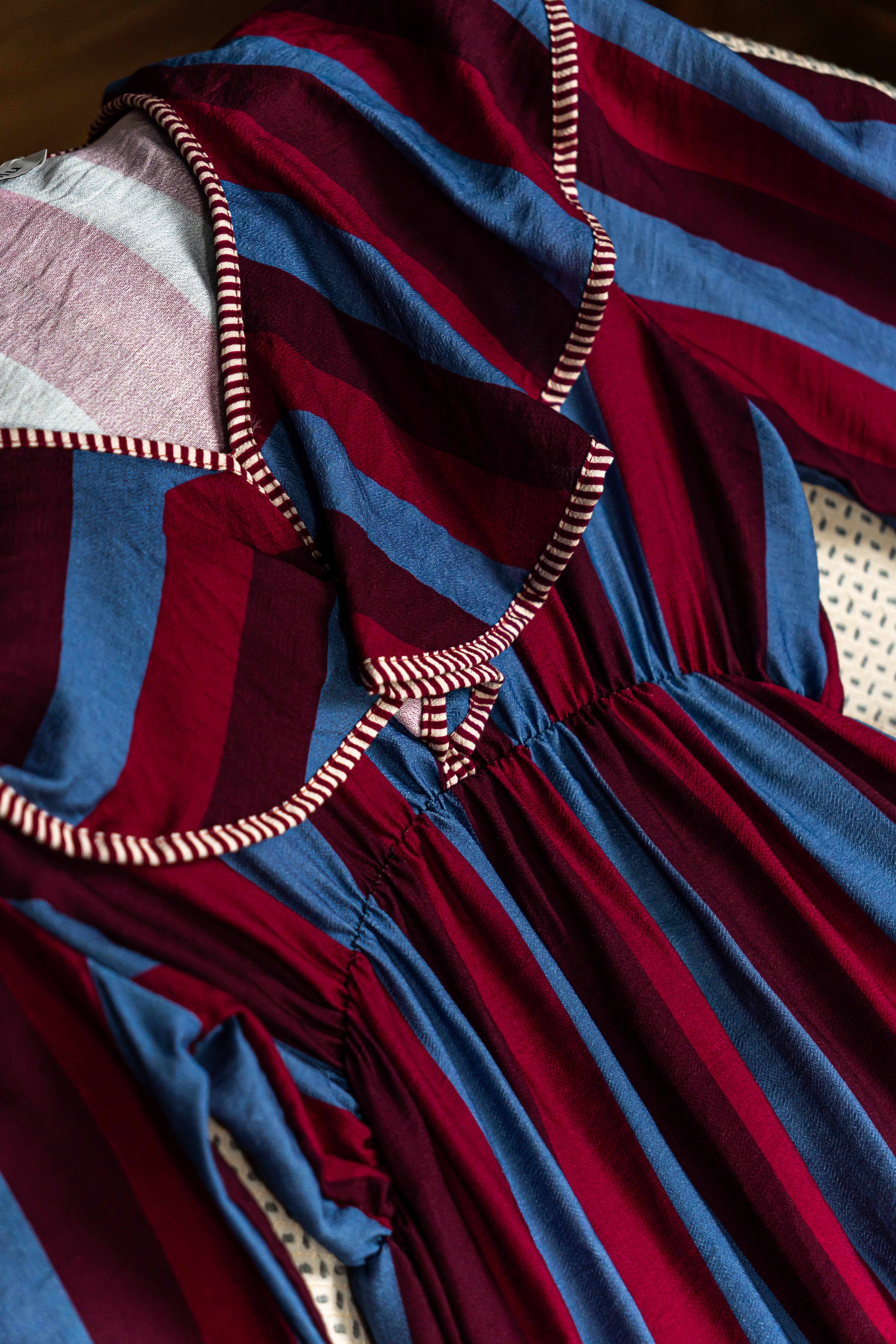 Vestido Rayas Azul y Burdeos