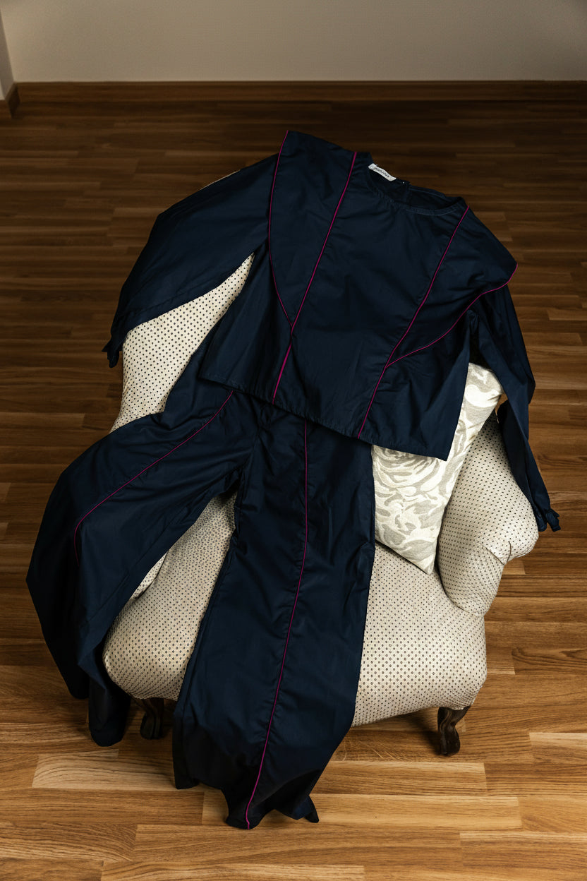 Pantalón Azul Con Fucsia