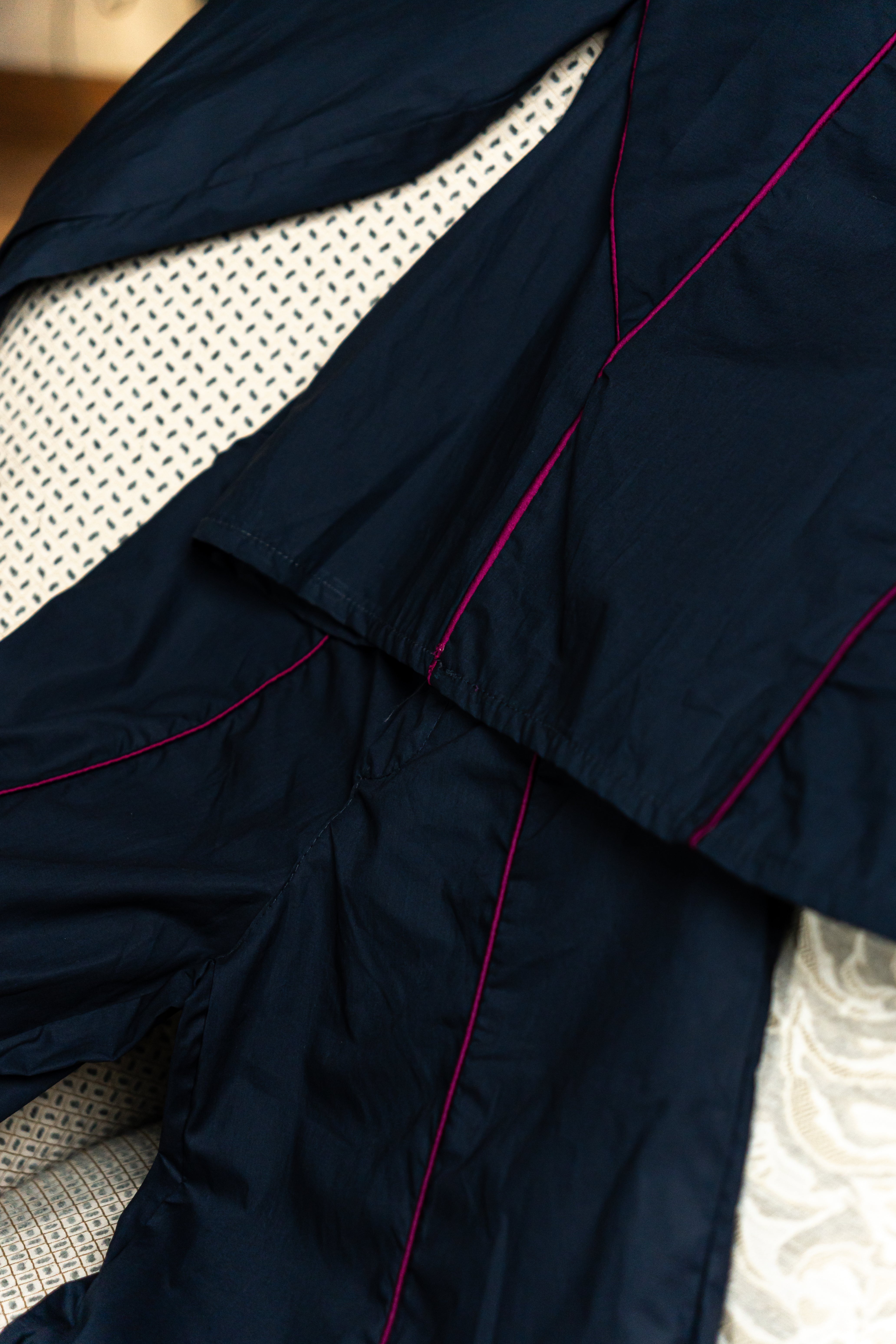 Pantalón Azul Con Fucsia