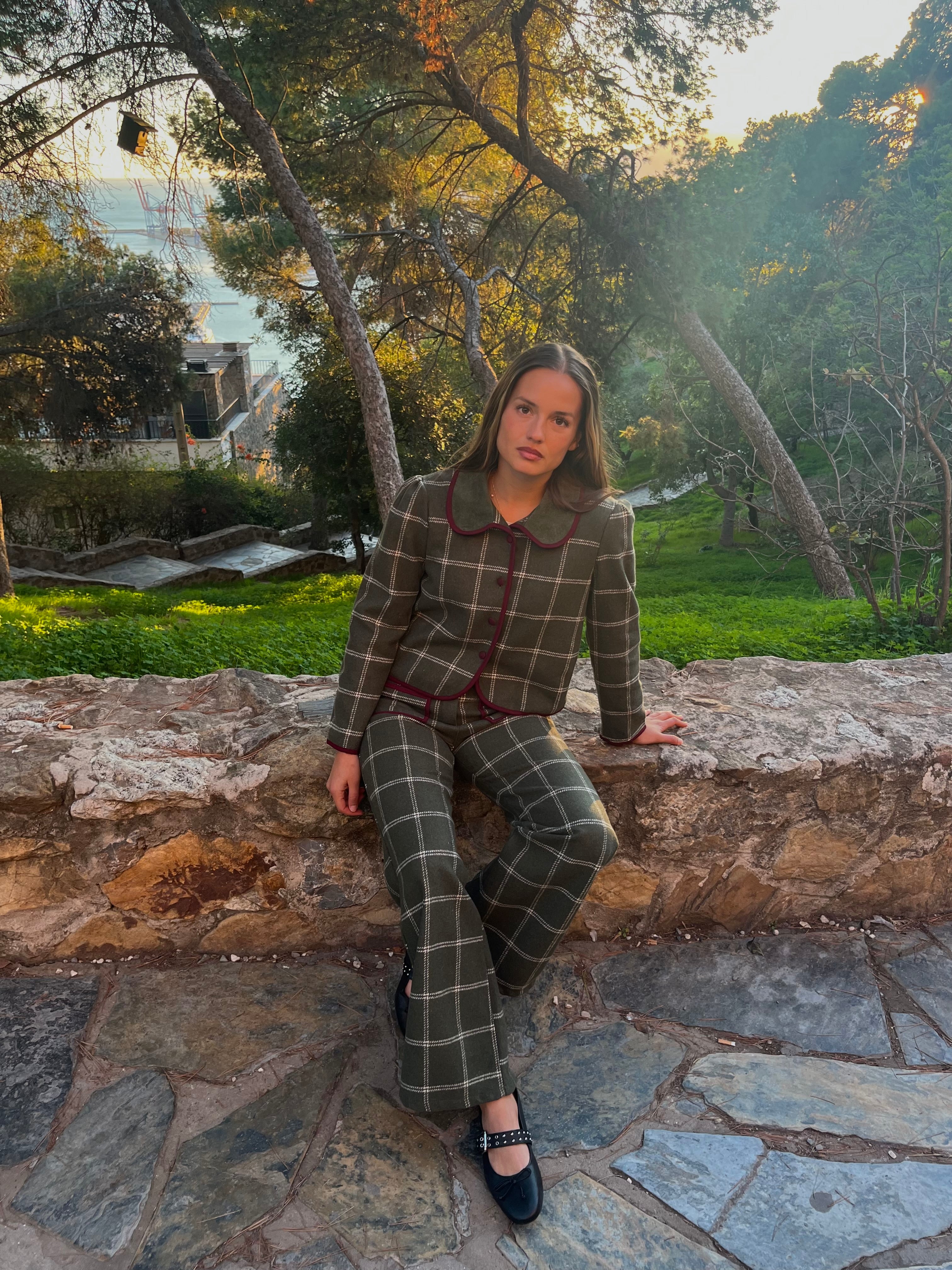 Pantalón Conjunto Cuadros Verde