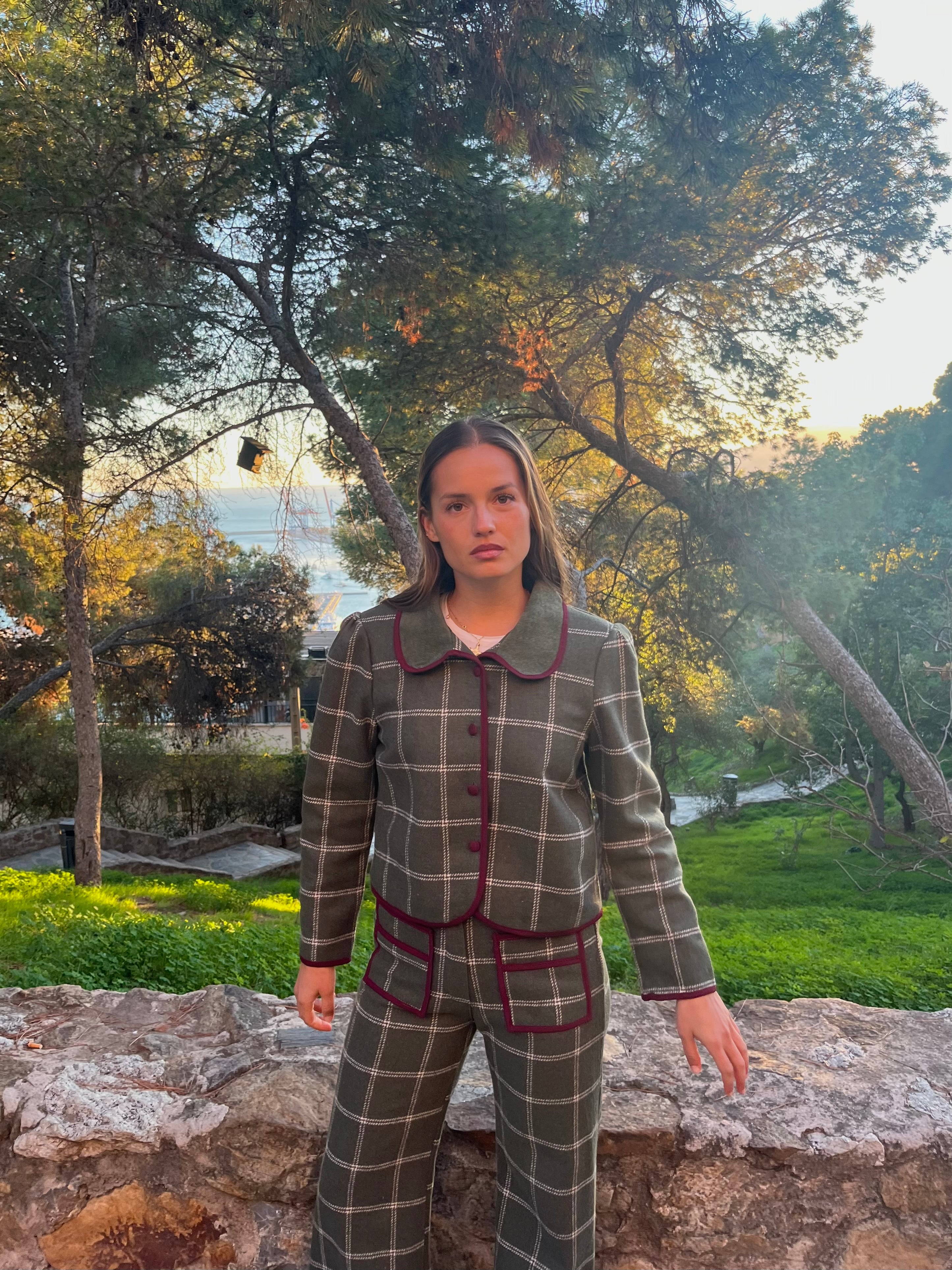 Chaqueta Conjunto Cuadros Verde